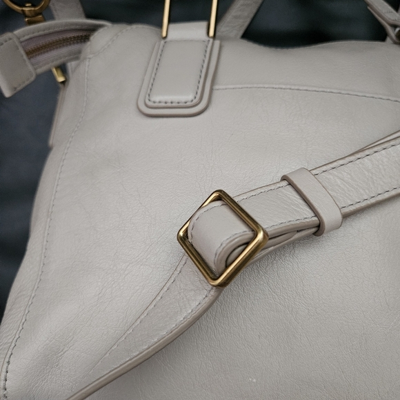 Fossil Jaqueline Satchel/Shoulder Light Gray 100% Leather Brass Hardware Zipper - Picture 10 of 17